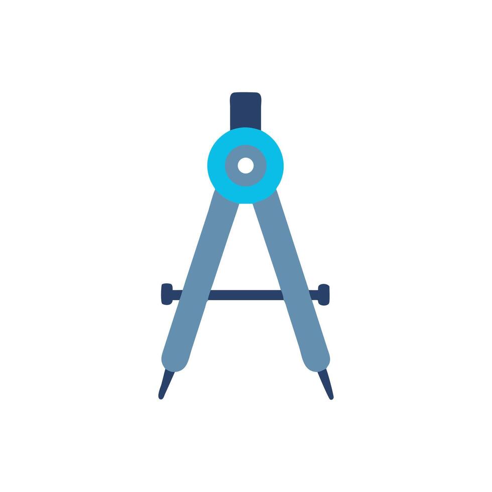 Blue geometric compass drawing instrument for mathematics or architecture vector