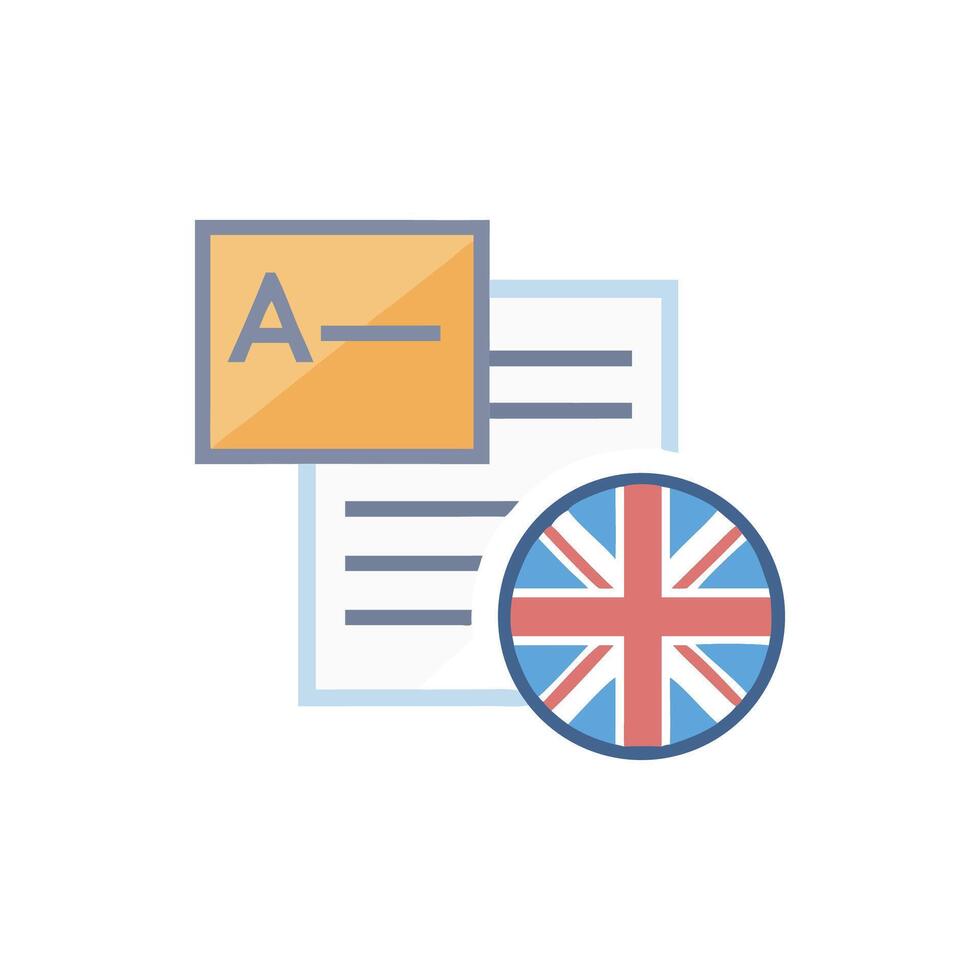 Flat design icon of language learning with British flag vector