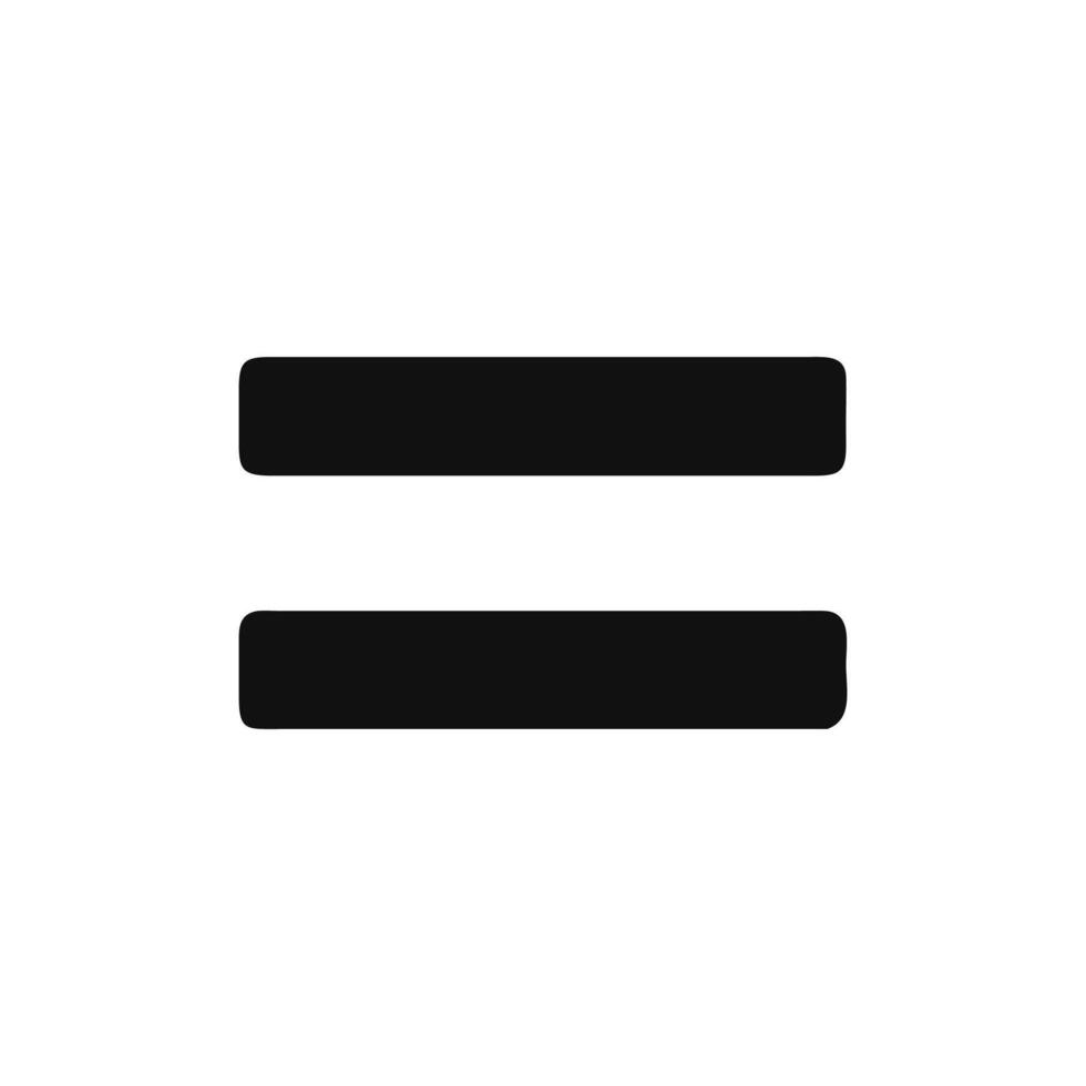 Two horizontal rectangles equal sign on White Background stock vector