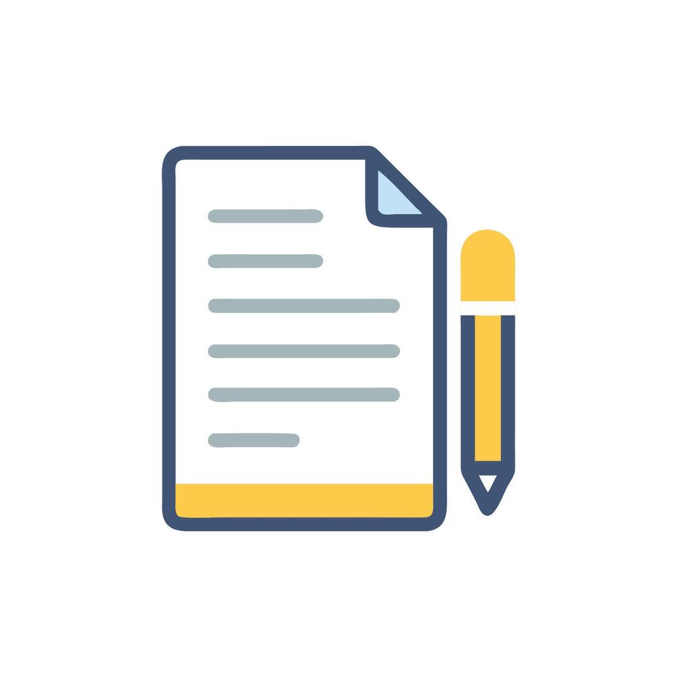 Iconographic representation of a document with pencil on White vector