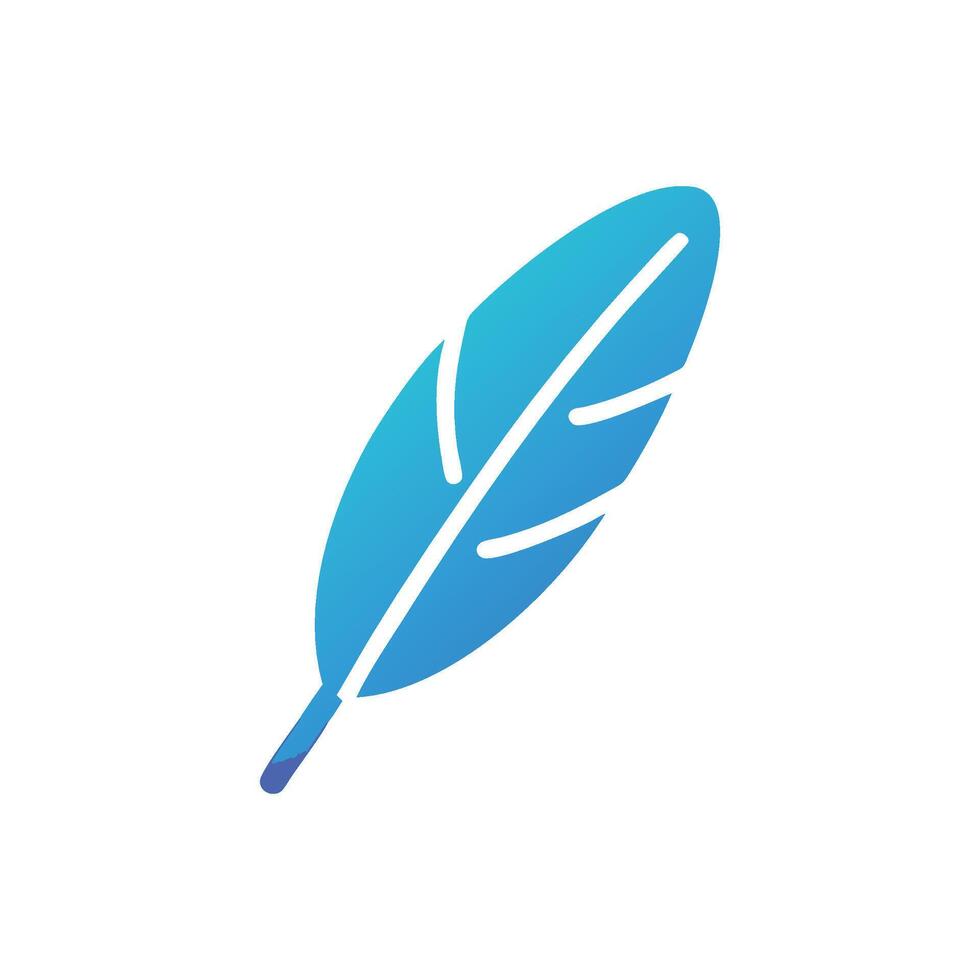Isolated gradient feather illustration in blue tones on White vector