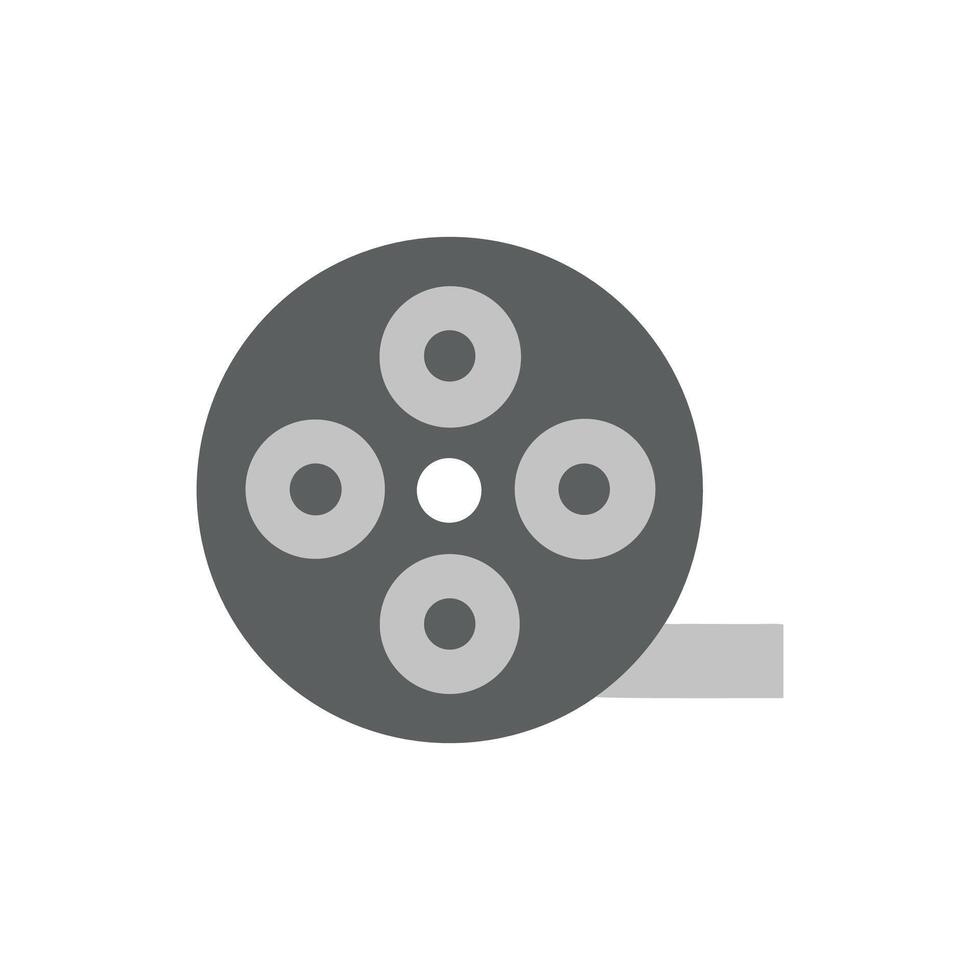 Film reel minimal icon in grayscale on a White Background vector