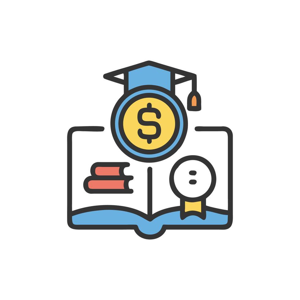 Money and Education Concept with Graduation Cap and Book vector
