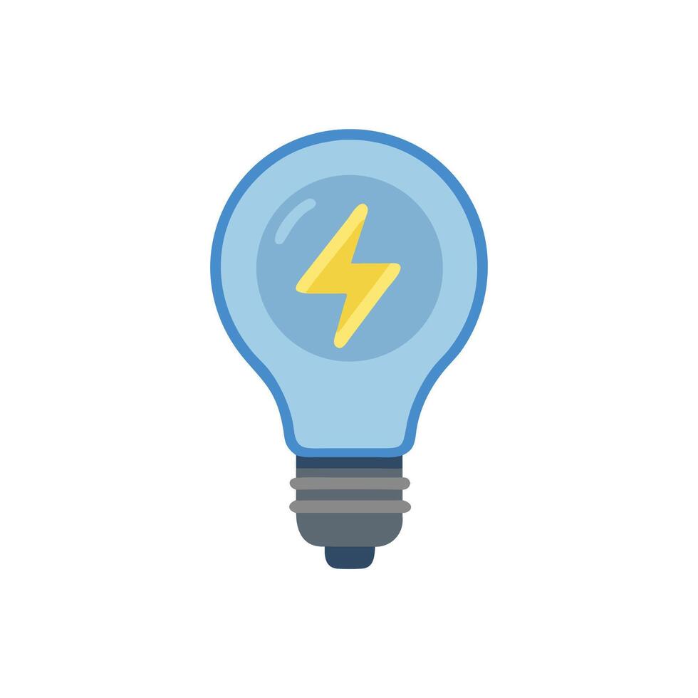 Lightbulb with lightning bolt flat icon symbol vector