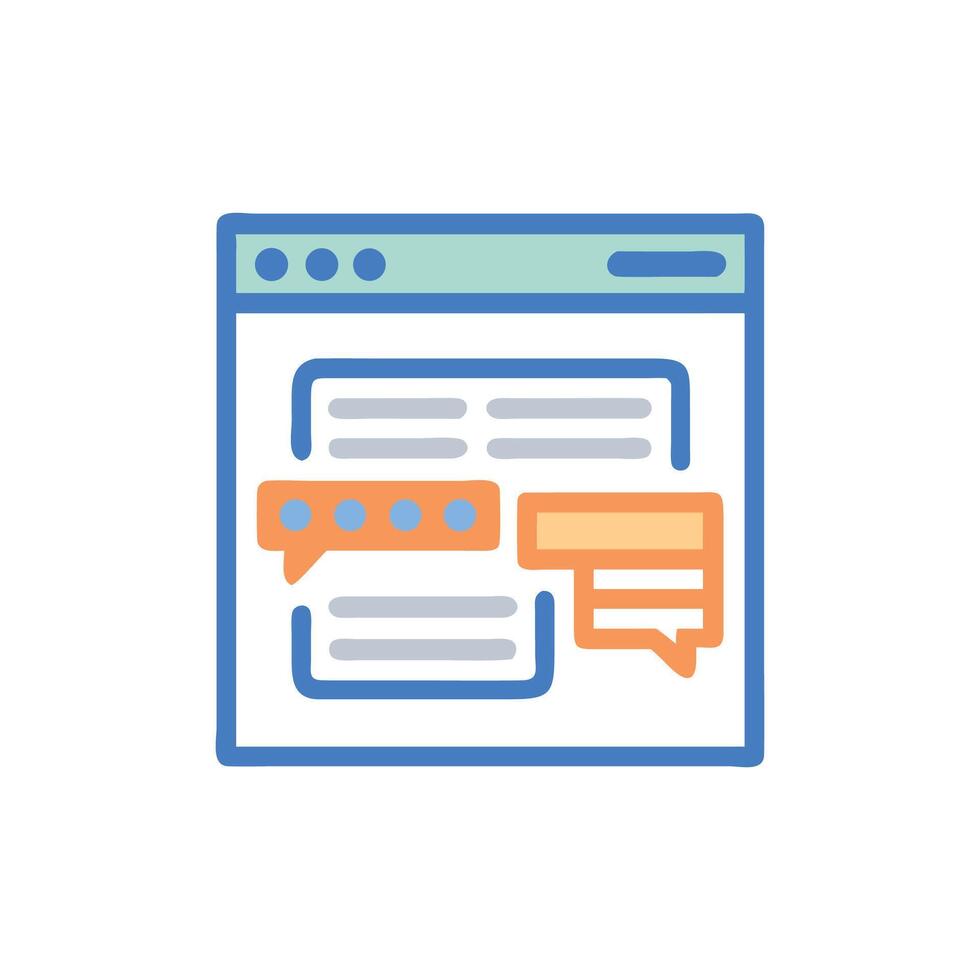 Website interface with speech bubbles for online communication concept vector