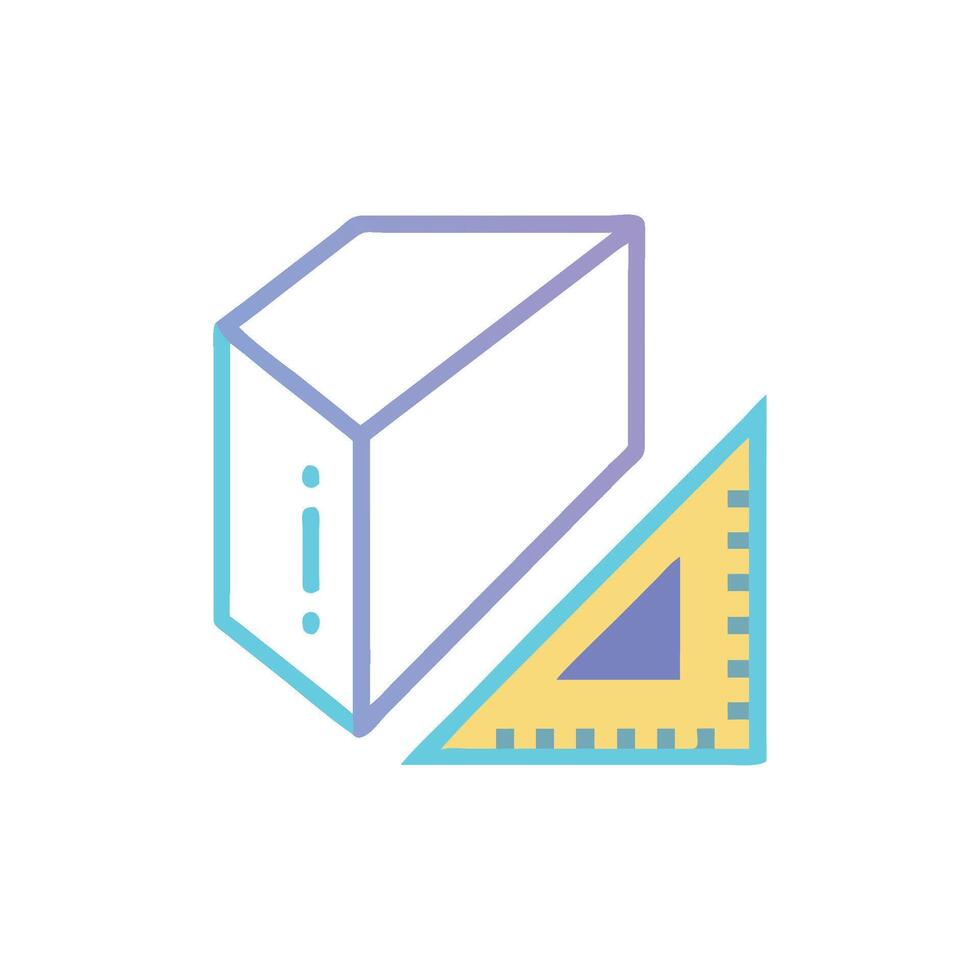 Geometric shapes box and triangle illustration over White Background vector