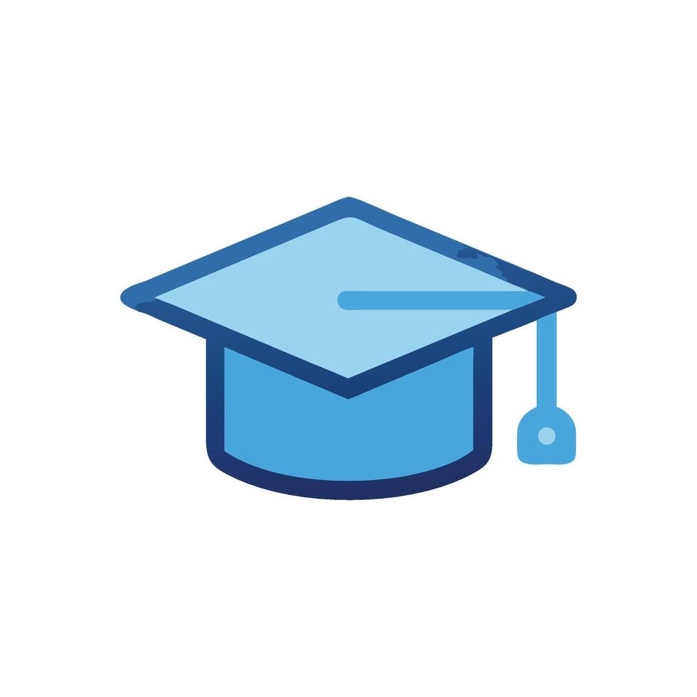 Blue graduation cap icon symbol on White Background vector