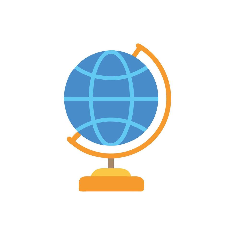 Flat design illustration of an isolated blue globe icon vector