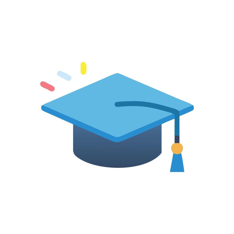 Stylized blue graduation cap illustration on a White Background vector