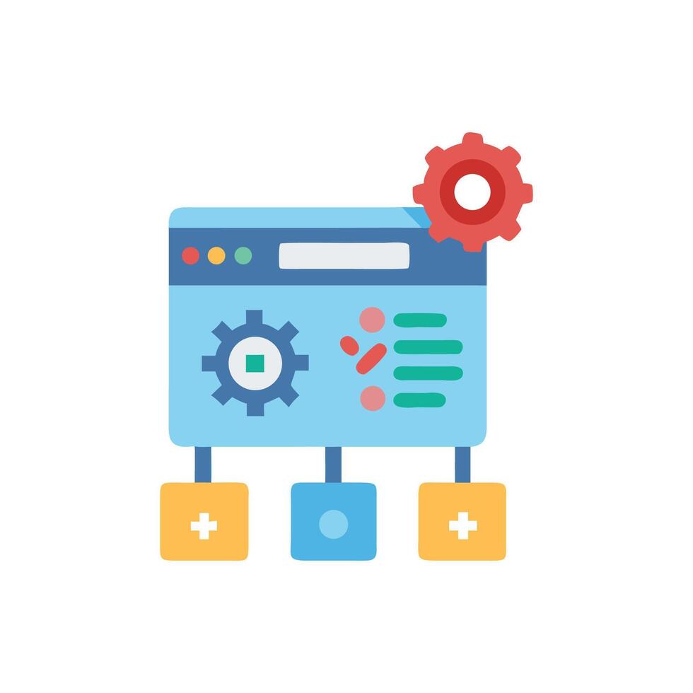 Flat design data processing with connected elements diagram vector