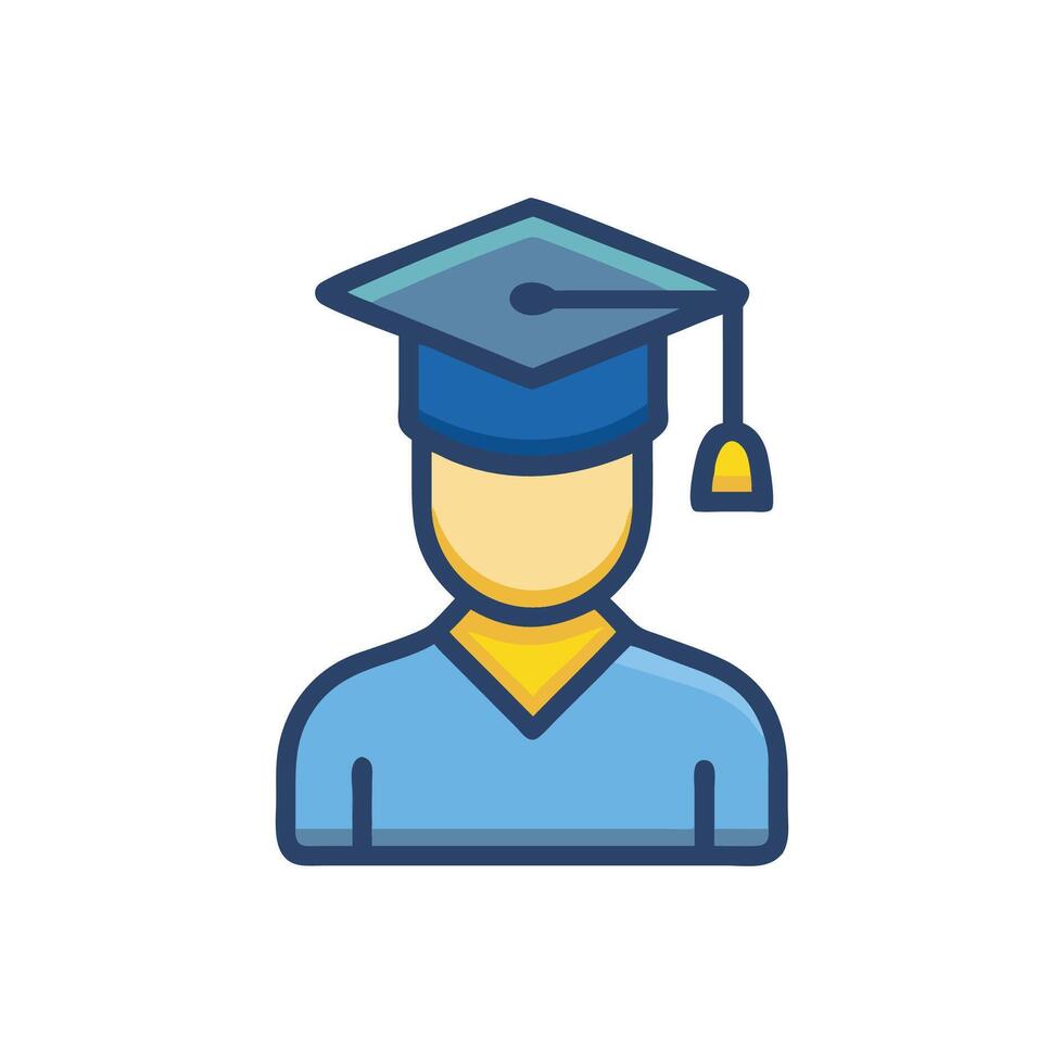 Graduation icon representing student or scholar with cap vector