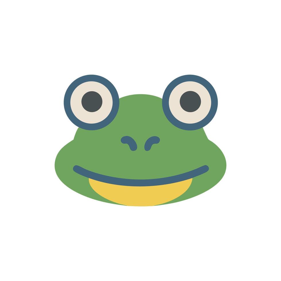 Cute cartoon frog face with big eyes on White vector
