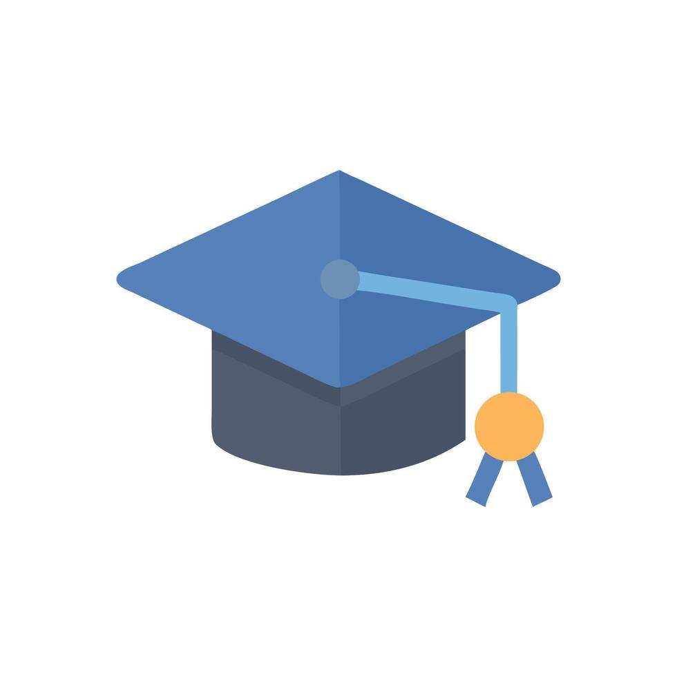 Simple graduation cap illustration in blue color scheme vector