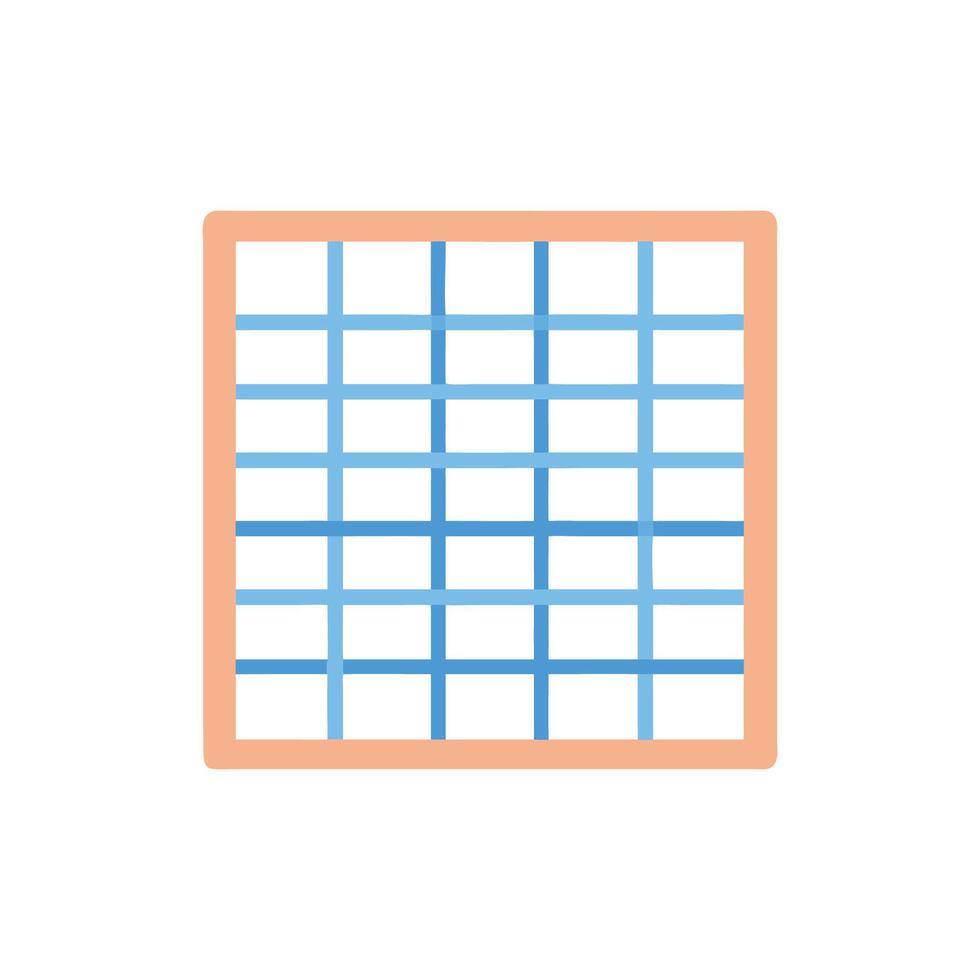 Minimalist peach frame with blue grid on White Background vector