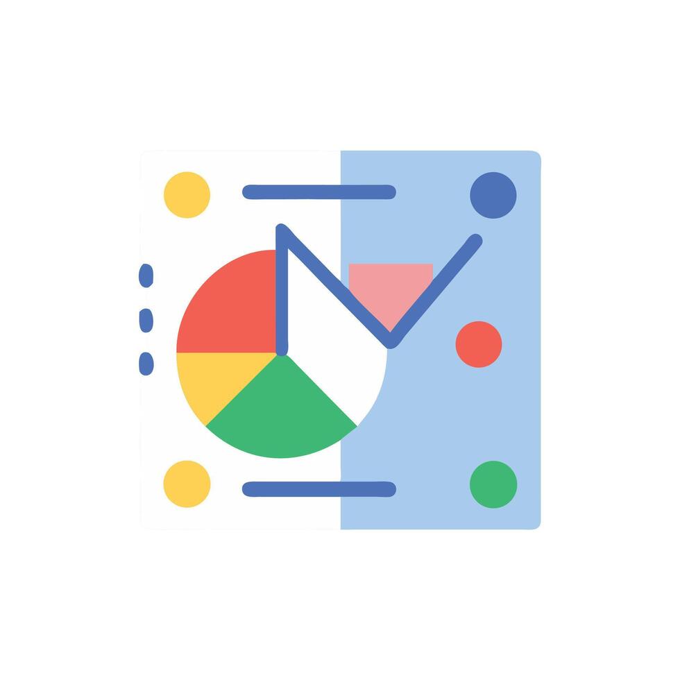 Stylized data chart with colorful graphs and lines illustration vector