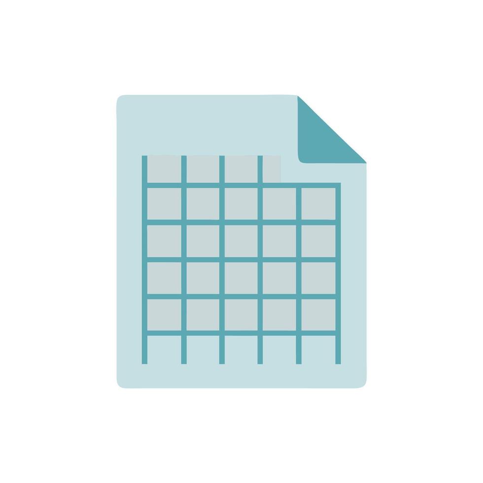 Light blue file with grid, curved page corner vector