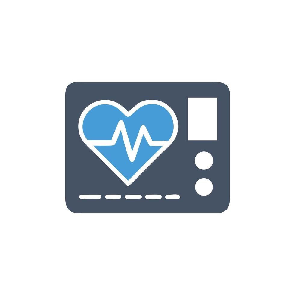Heart monitor icon representing healthy lifestyle and medical care vector