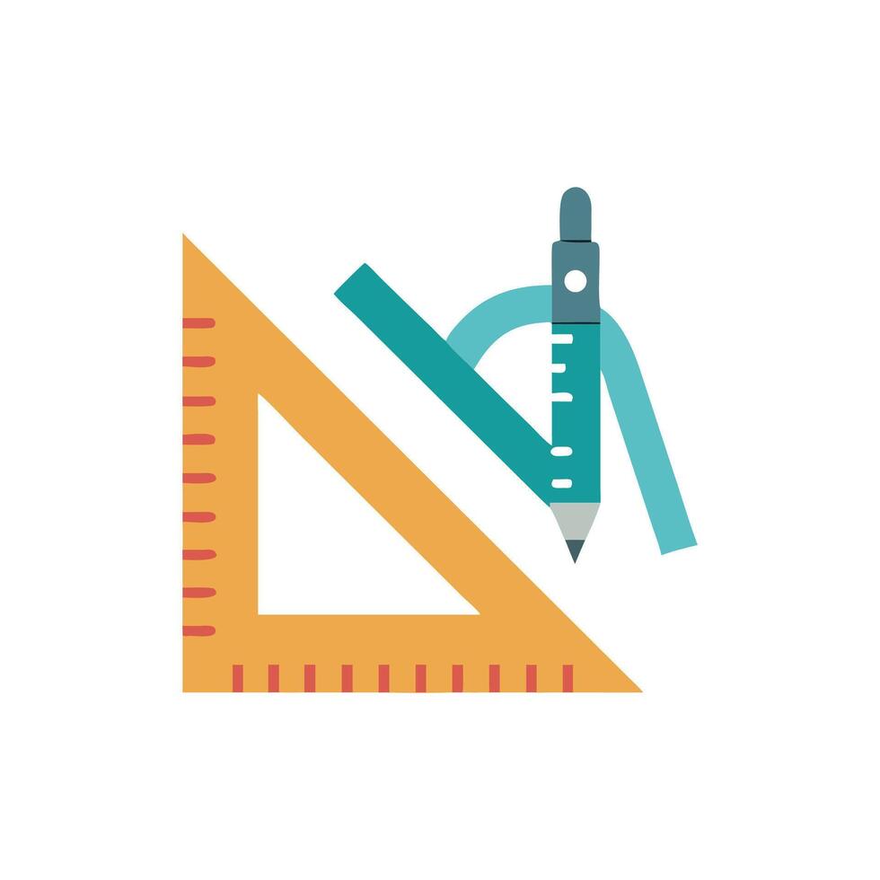 Geometric design illustration of drafting tools on a White Background vector
