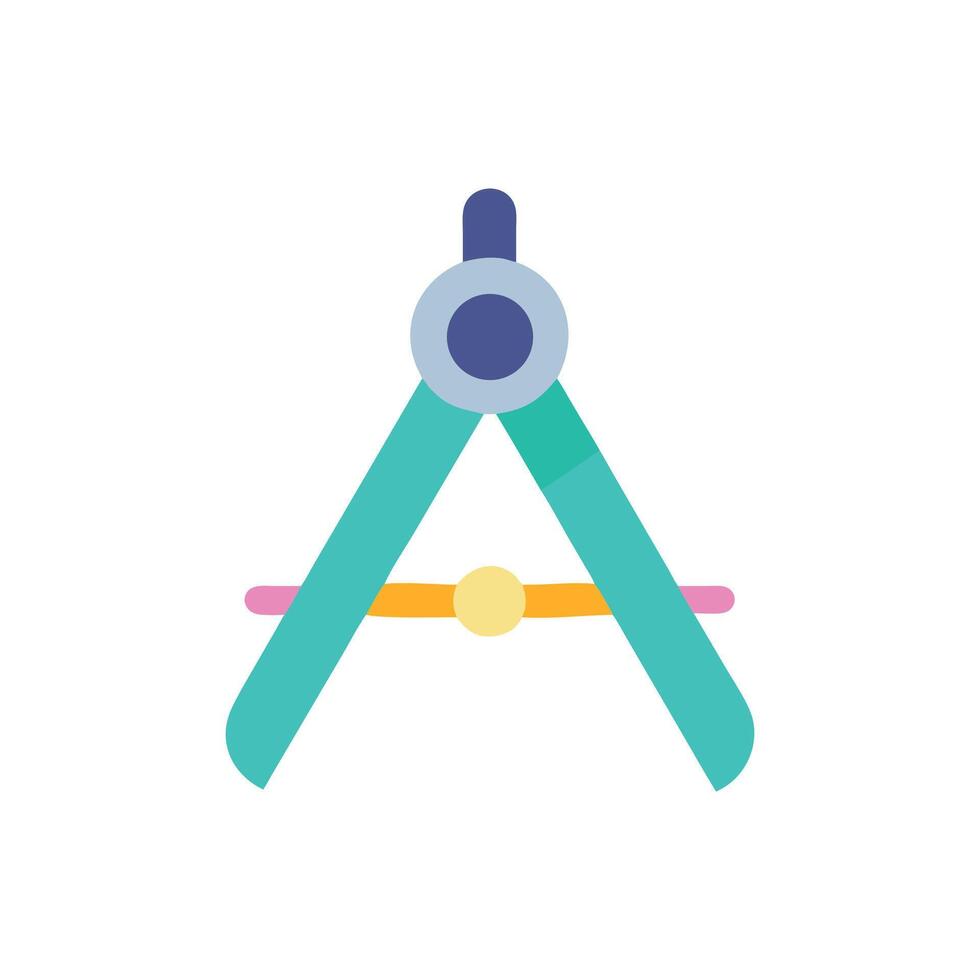 Geometric compass illustration on White backdrop, modern flat design vector