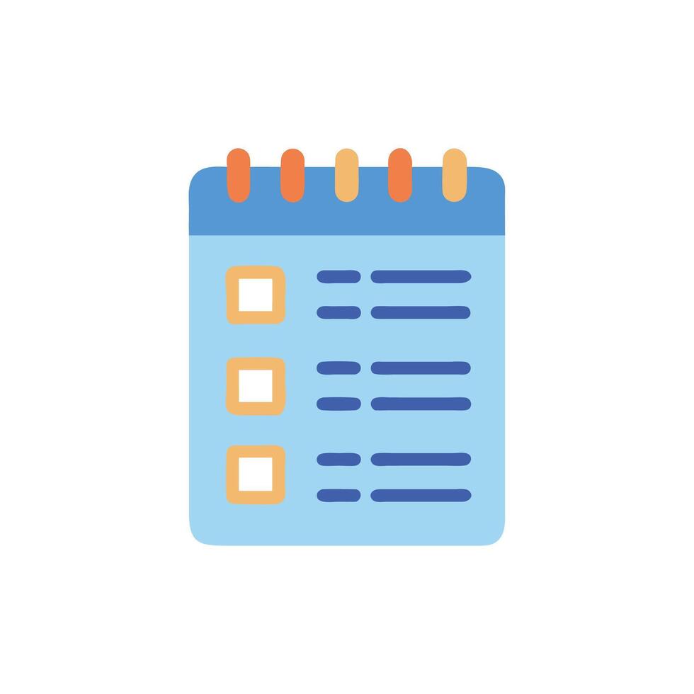 Stylized notepad with checklist in flat graphic design vector