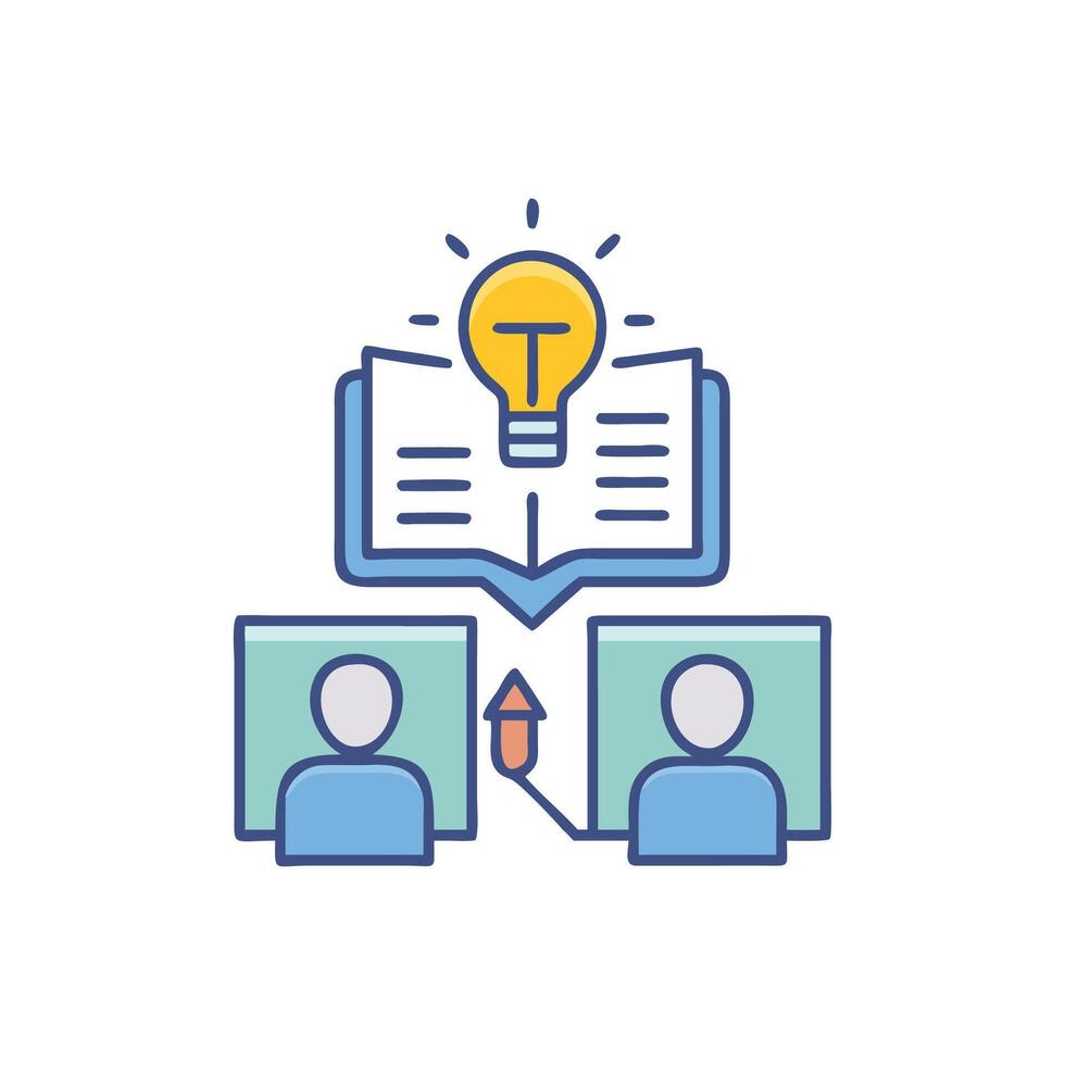 Online collaboration and idea sharing through digital technologies platforms vector