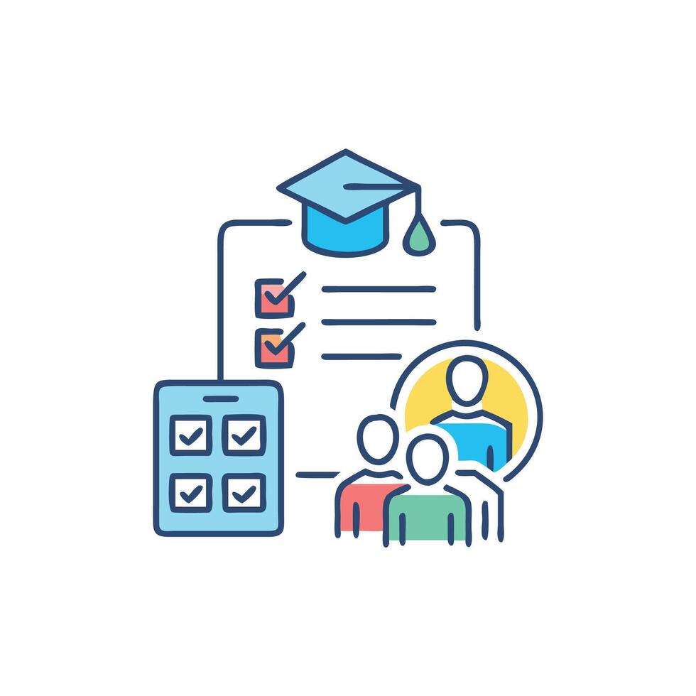Online learning platform depicting education assessment and collaborative opportunities vector