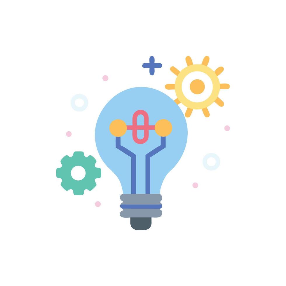 Abstract Lightbulb Idea Generation With Gears and Shapes on White vector