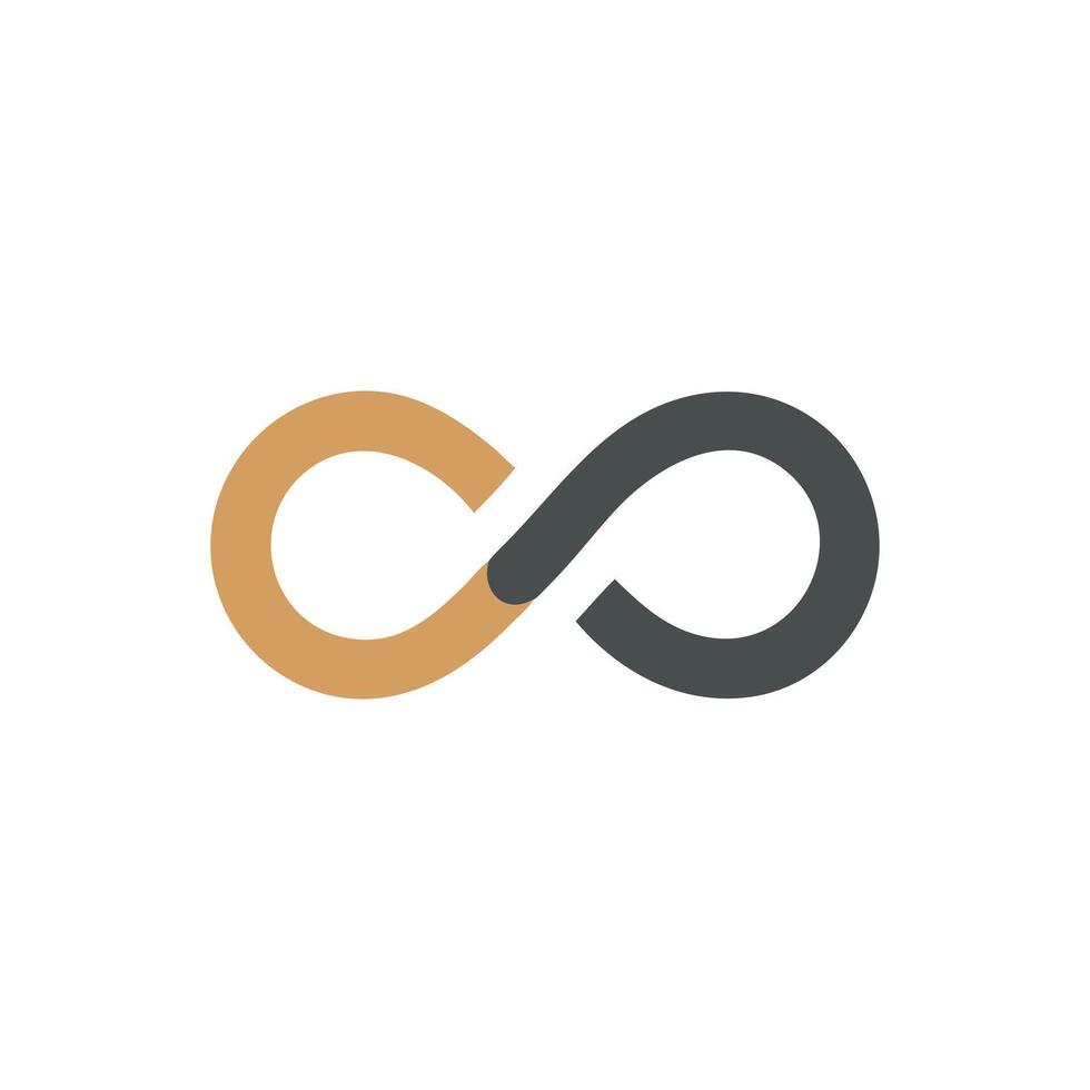 Infinity symbol logo with tan and gray colors vector