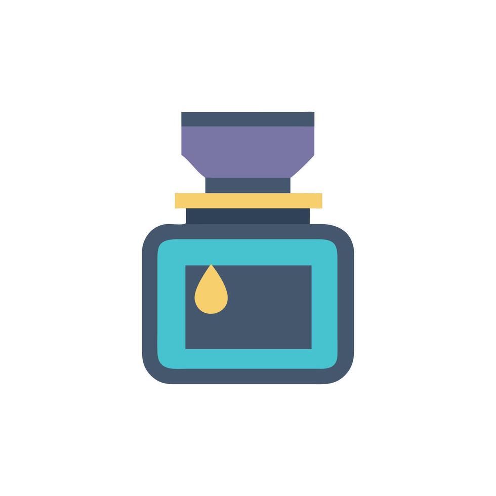 Stylish liquid bottle icon with water droplet in flat style vector