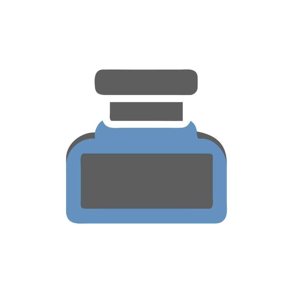 Illustration of an inkwell for writing in blue and gray vector