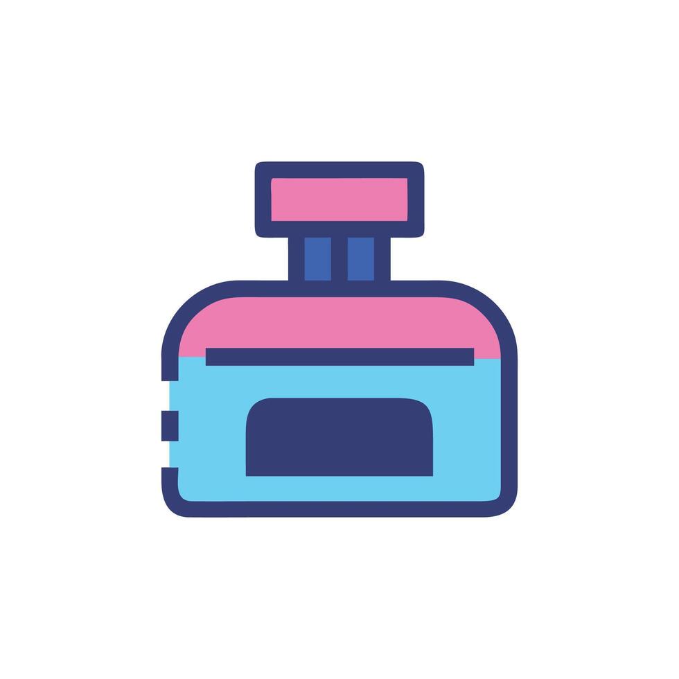 Stylized blue and pink container icon with black backdrop vector