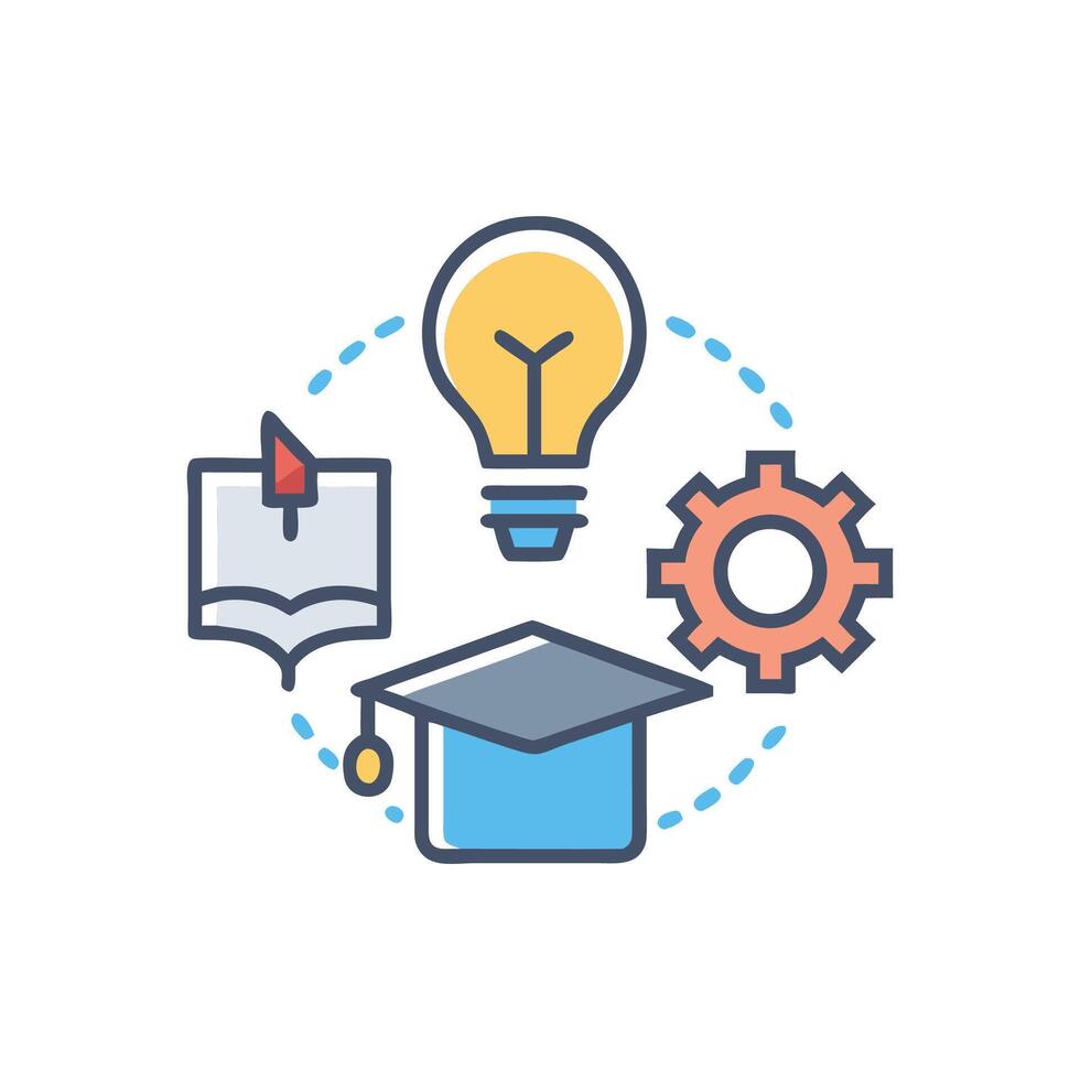 Education and knowledge icons with White Background composition vector