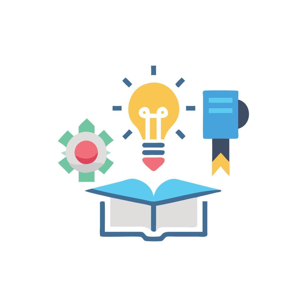 Flat design concept Knowledge, learning, inspiration and ideas symbolized vector