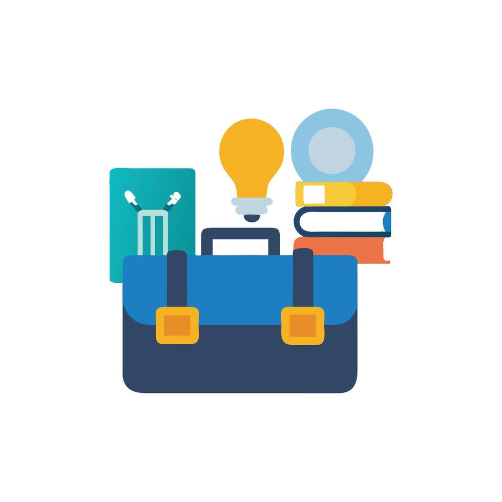 Flat design illustration of a briefcase with business elements vector