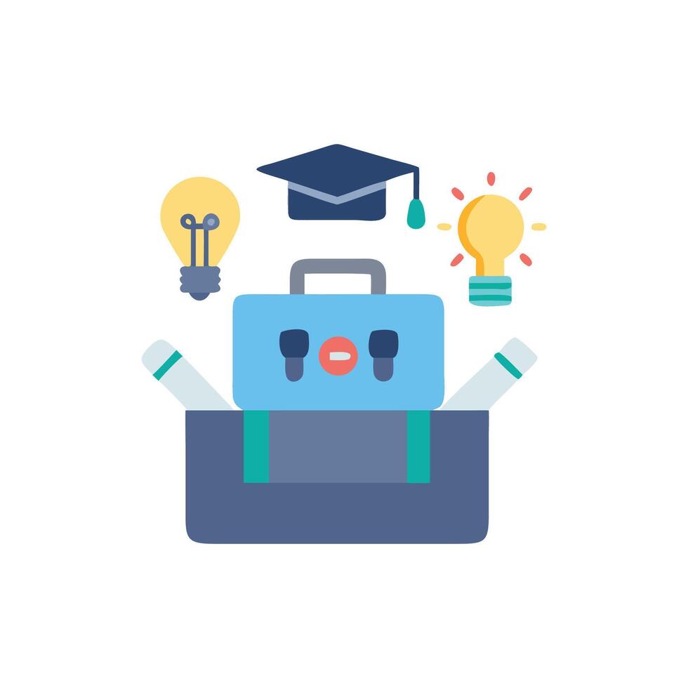 Education and career planning with briefcase and graduation cap vector