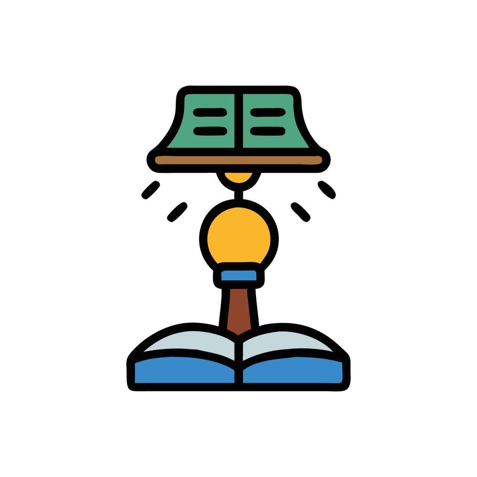 Reading lamp illuminating a book for knowledge and education vector