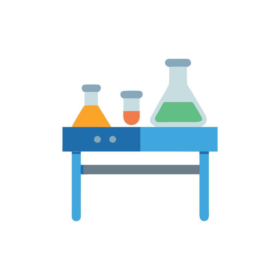 Laboratory glassware on a table for experiments in science vector