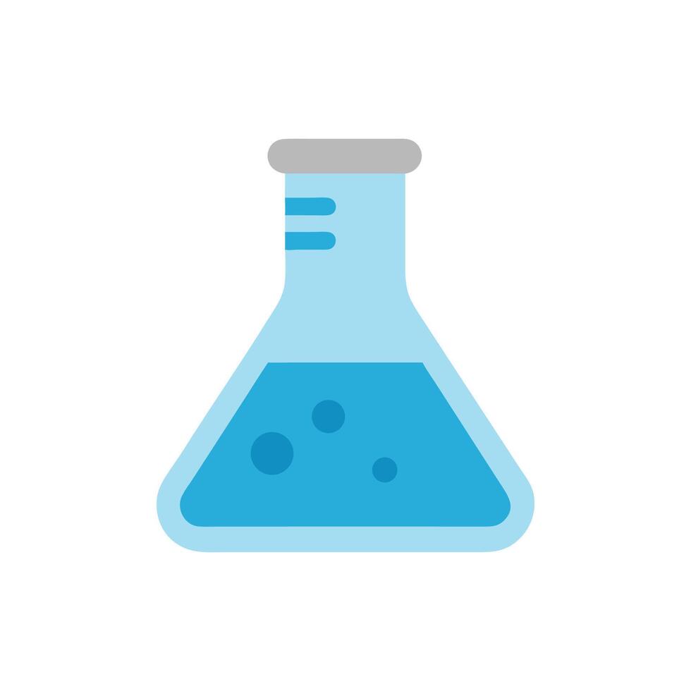 Flat style Erlenmeyer flask containing a blue liquid solution vector