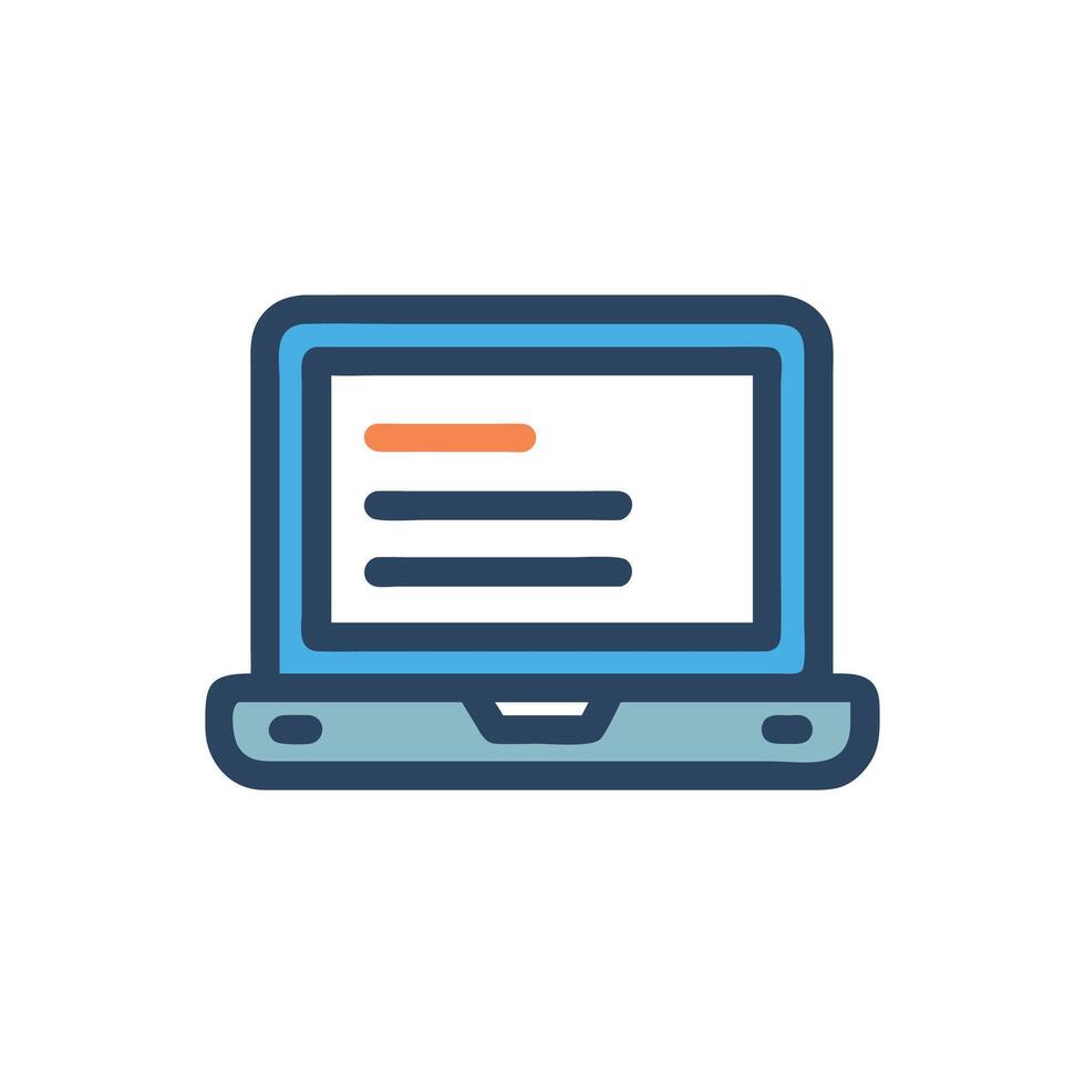 Modern flat style laptop icon against a black backdrop vector