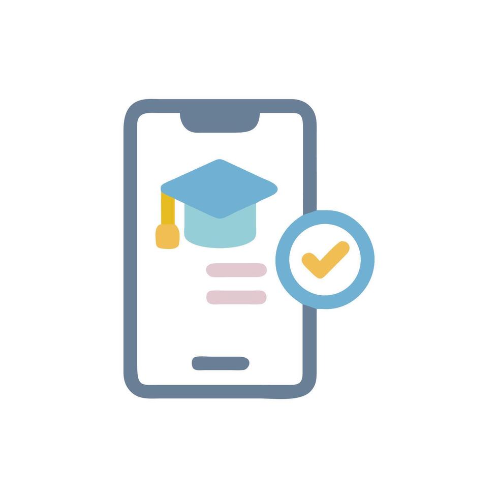 Online education app success on mobile phone screen display vector