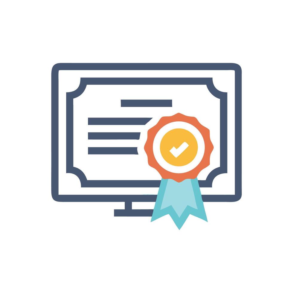 Modern achievement certificate with validation seal illustration on White vector