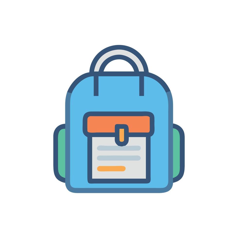 Stylized cartoon school backpack against White Background stock image vector