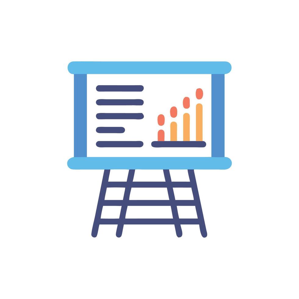 Presentation board with data graphs and growing bars vector