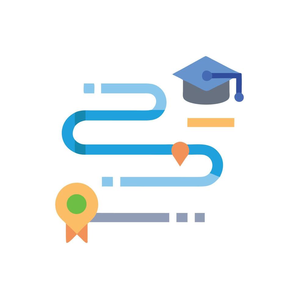 Educational roadmap Achieving graduation and academic success illustrated icon vector