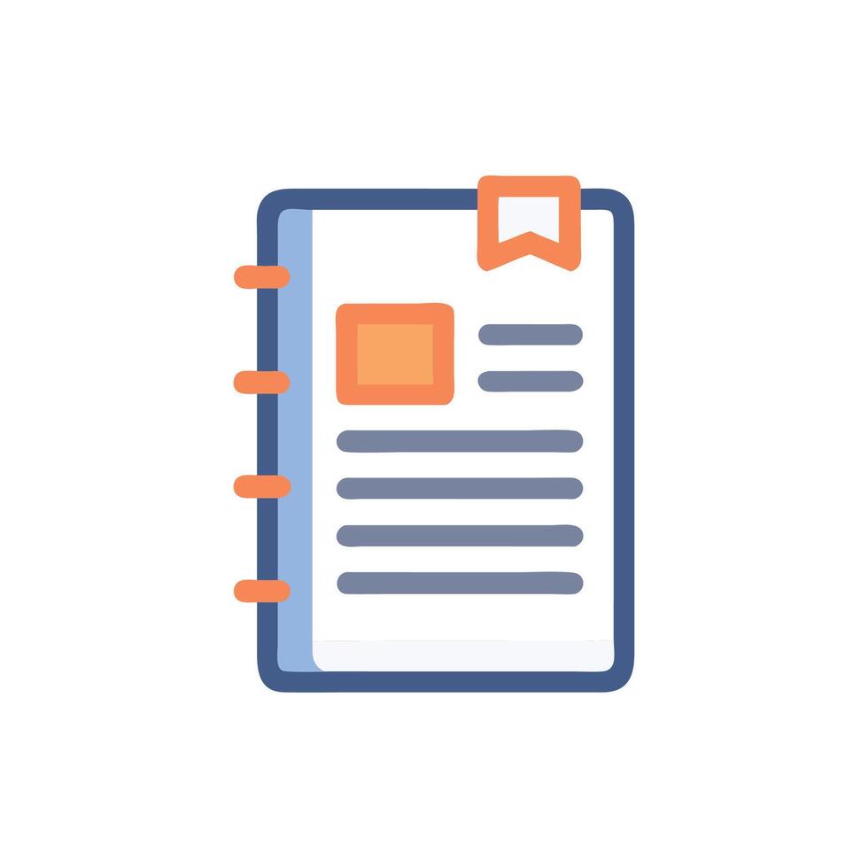 Stylized notebook or diary icon with bookmark detail vector
