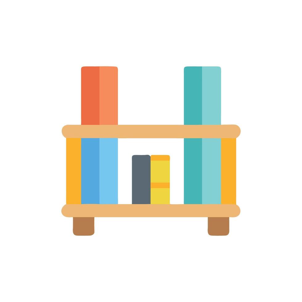 Colorful bookshelf illustration against a White Background with different books vector
