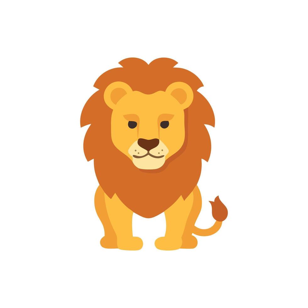 Cartoon Lion Illustration in Flat Style on White Background vector