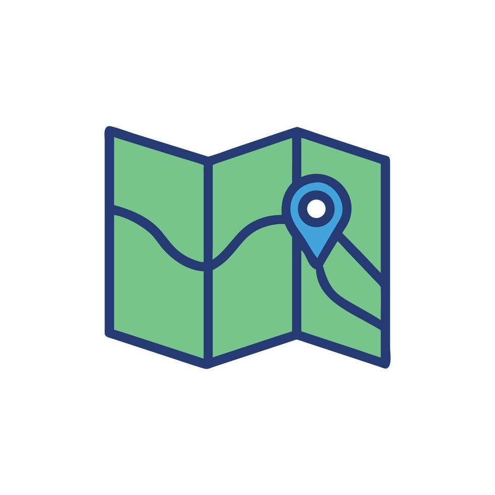 Simple illustration of a colorful map with location pin vector