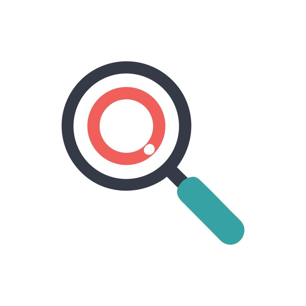 Stylized magnifying glass illustration for search and discovery metaphor vector