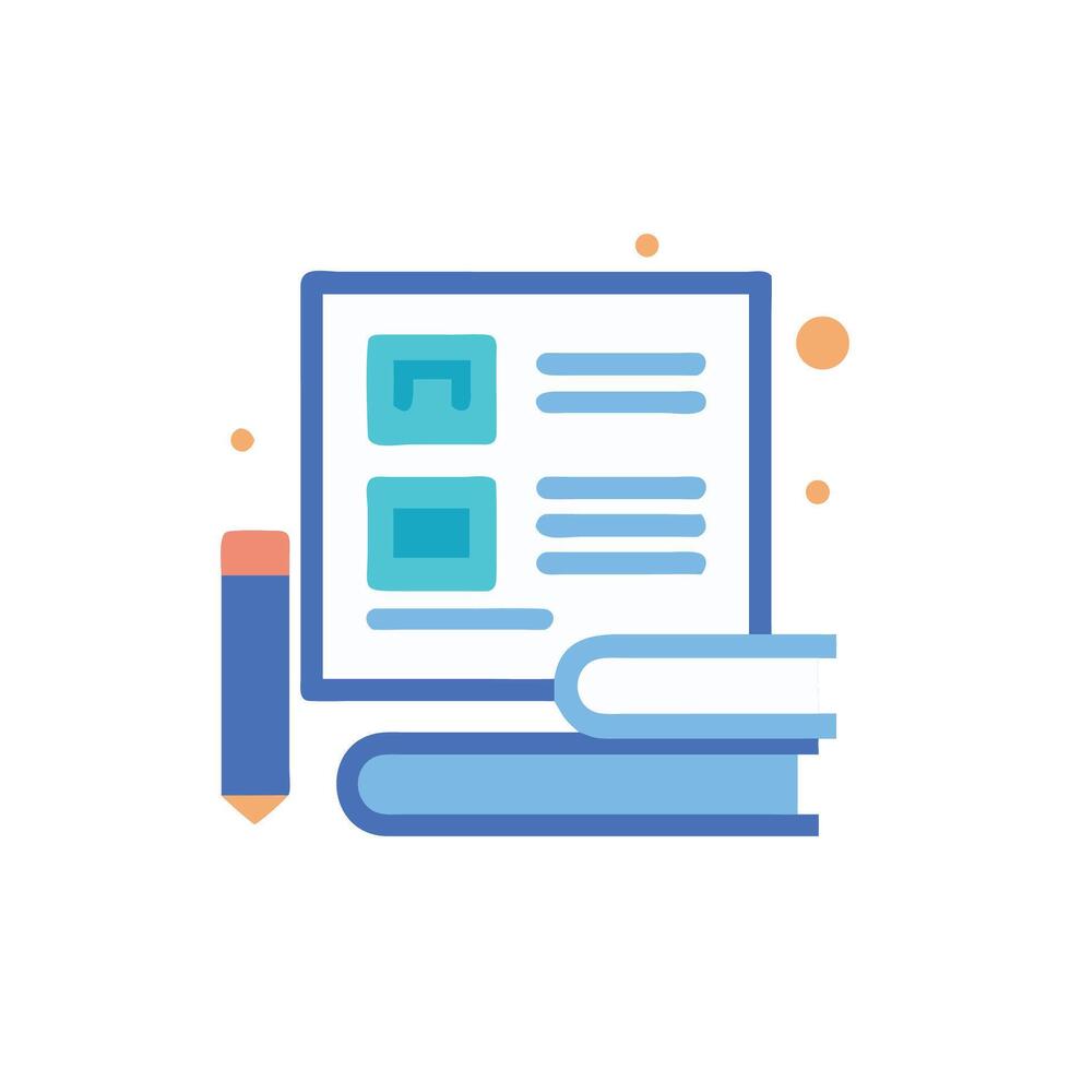 Flat icon of books document and pencil illustration vector